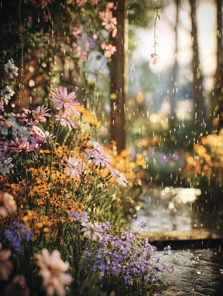 Rainy Flower Garden Poster. poster — nature art