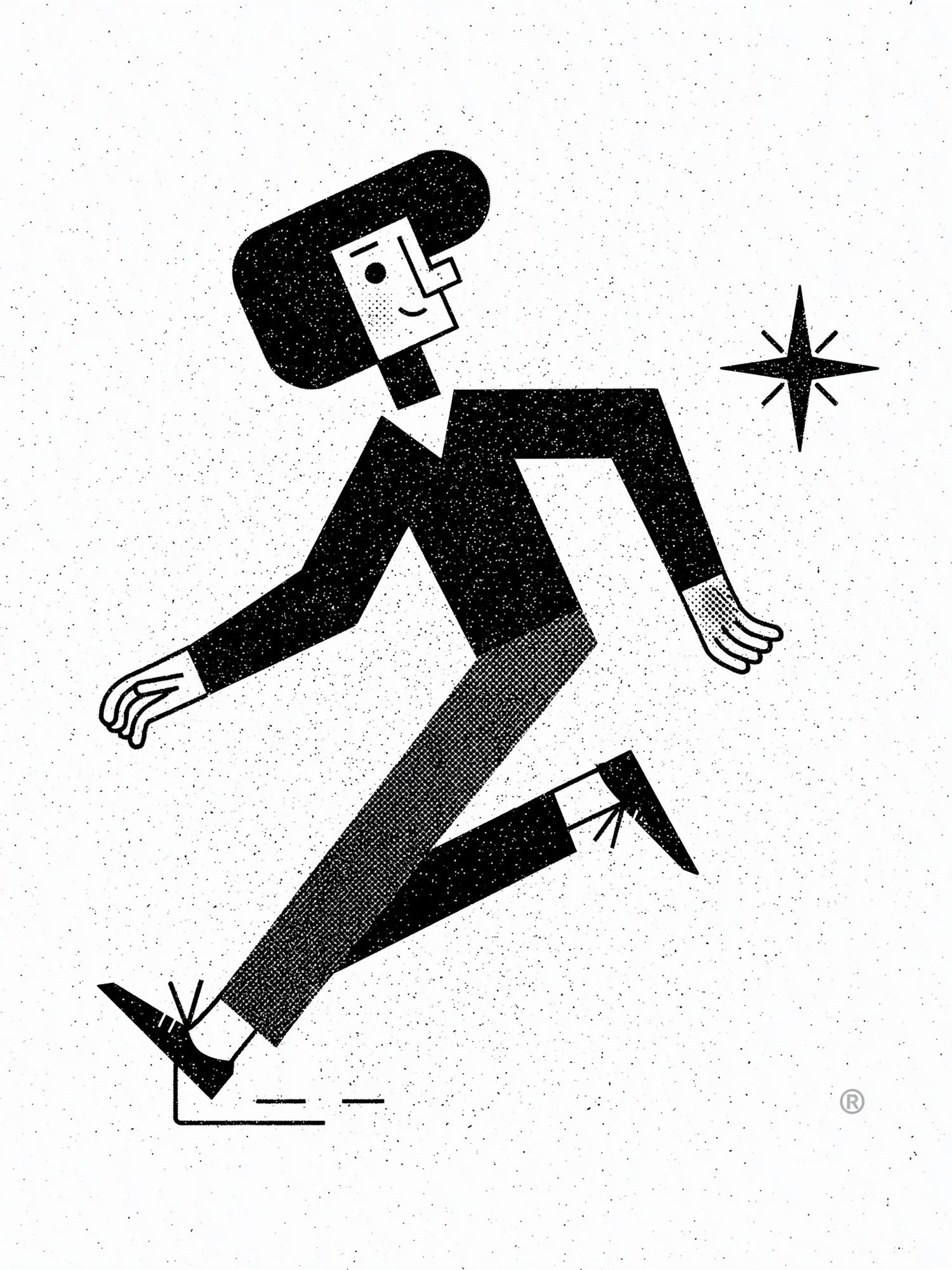 Running Figure Black-White Poster. poster — illustration art