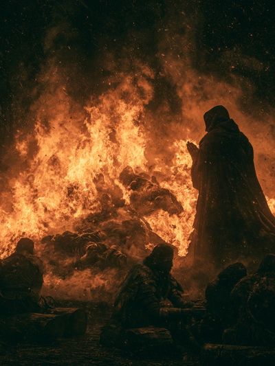 Ritual Fire Scene — Fine-Art Print. poster print