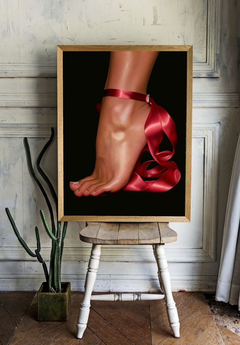 Red Ribbon Foot Photography Poster. — room view 1