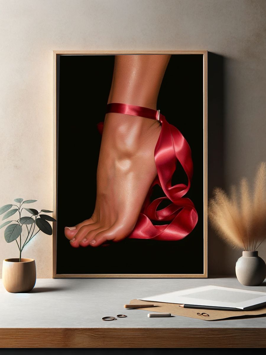 Red Ribbon Foot Photography Poster. — room view 2