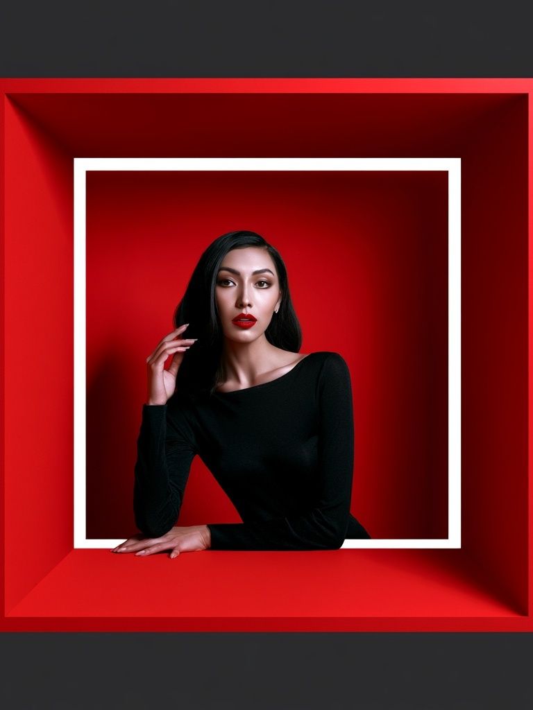 Red Frame Portrait Photography Poster. poster — photography art