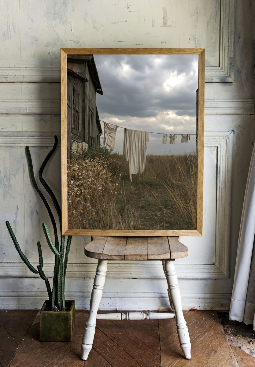 Rustic Farmhouse Laundry Scene Poster. — room view 1