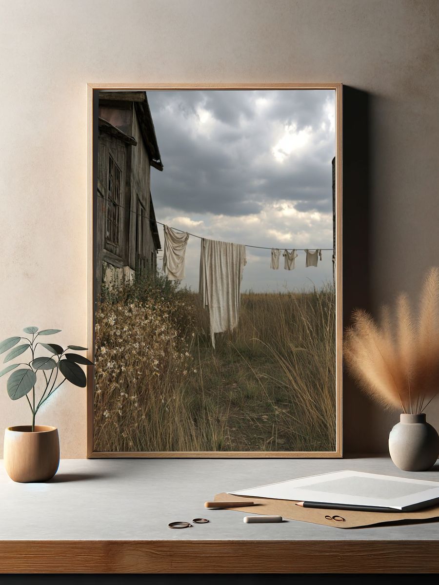 Rustic Farmhouse Laundry Scene Poster. — room view 2