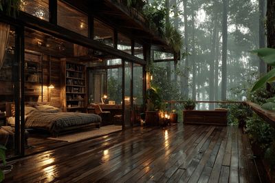 Rainforest Cabin Retreat Photography Poster. poster