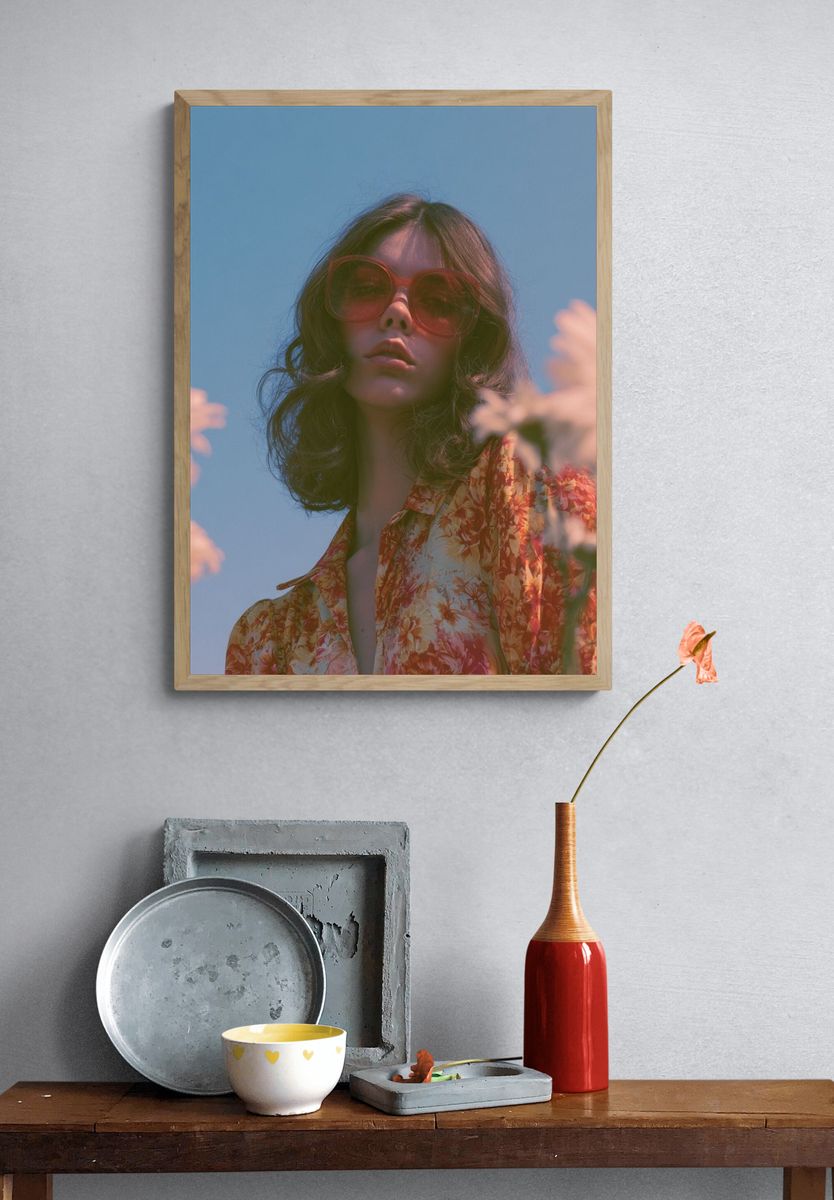 Retro Floral Portrait Photography Poster. — room view 3