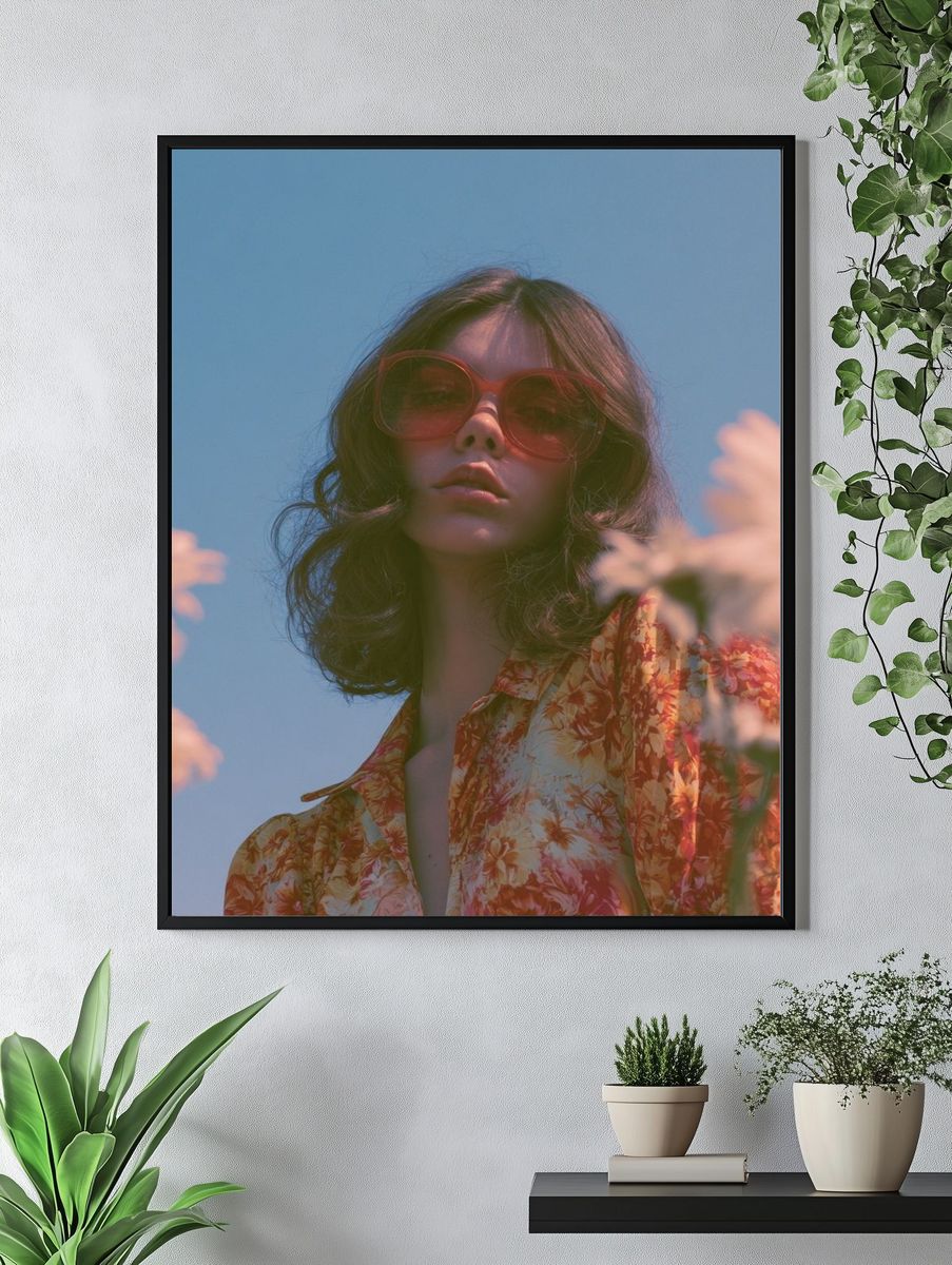 Retro Floral Portrait Photography Poster. — room view 4