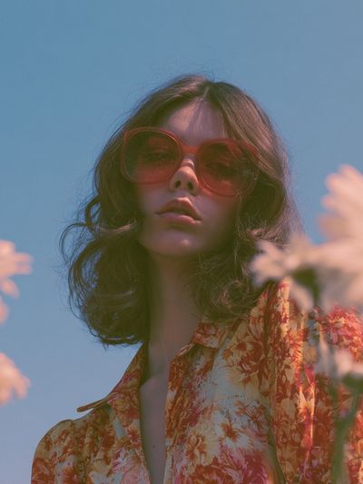 Retro Floral Portrait Photography Poster. poster
