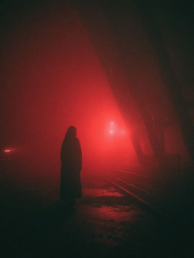 Red Fog Silhouette Photography Poster. poster print