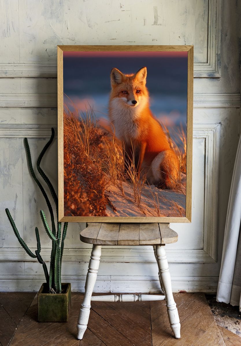 Red Fox at Sunset — Nature Print. — room view 1