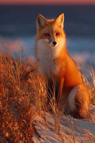 Red Fox at Sunset — Nature Print.