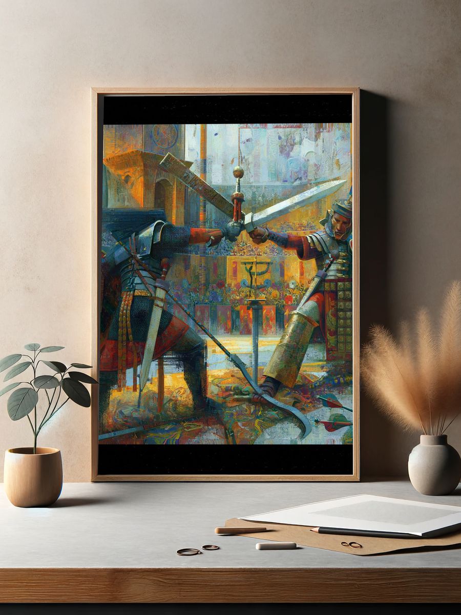 Roman Gladiators Duel Poster. — room view 2