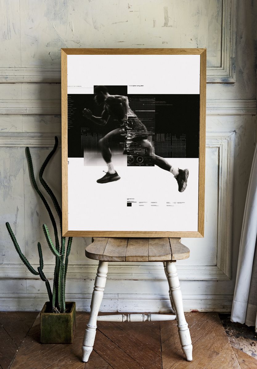 Runner Glitch Photography Poster. — room view 1