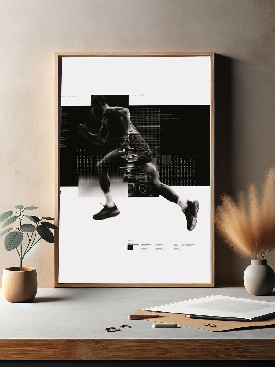 Runner Glitch Photography Poster. — room view 2