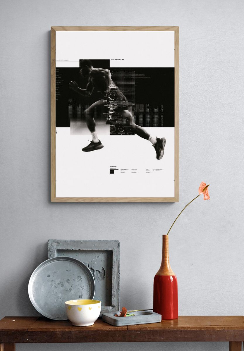 Runner Glitch Photography Poster. — room view 3
