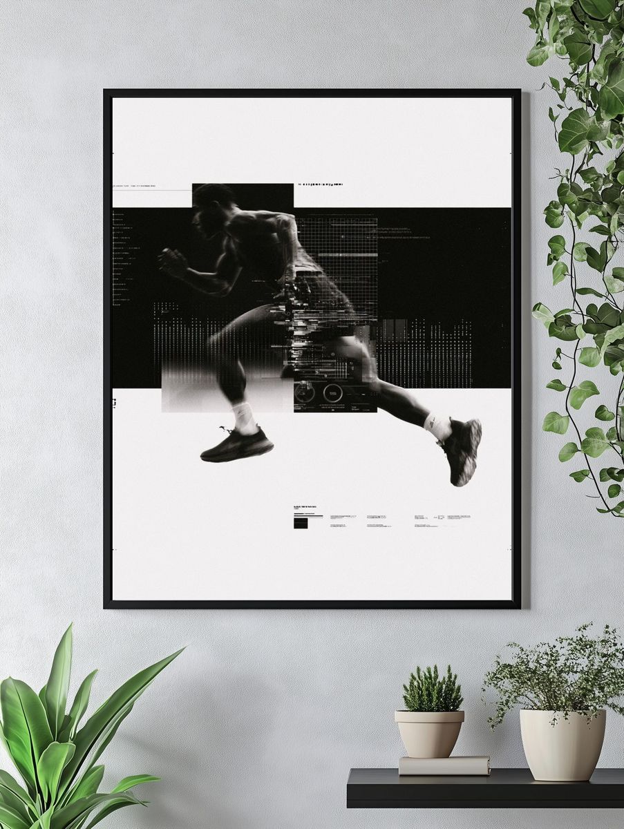 Runner Glitch Photography Poster. — room view 4
