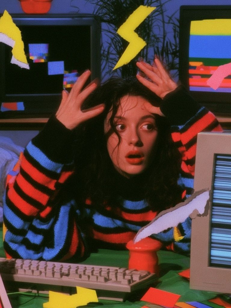 Retro Glitch Girl Portrait Poster. poster detail