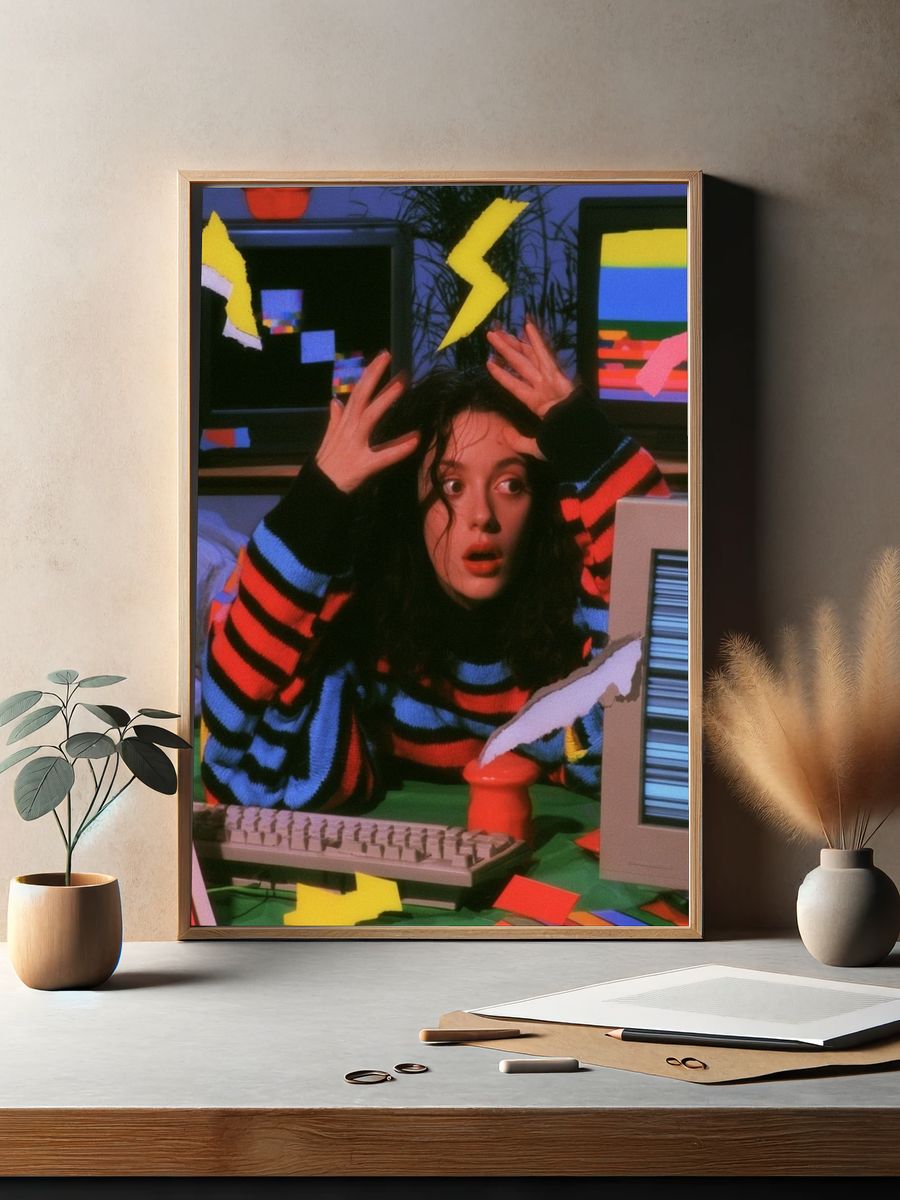 Retro Glitch Girl Portrait Poster. — room view 2