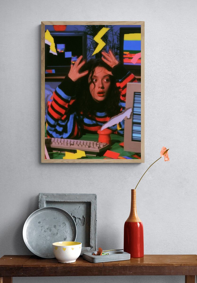 Retro Glitch Girl Portrait Poster. — room view 3