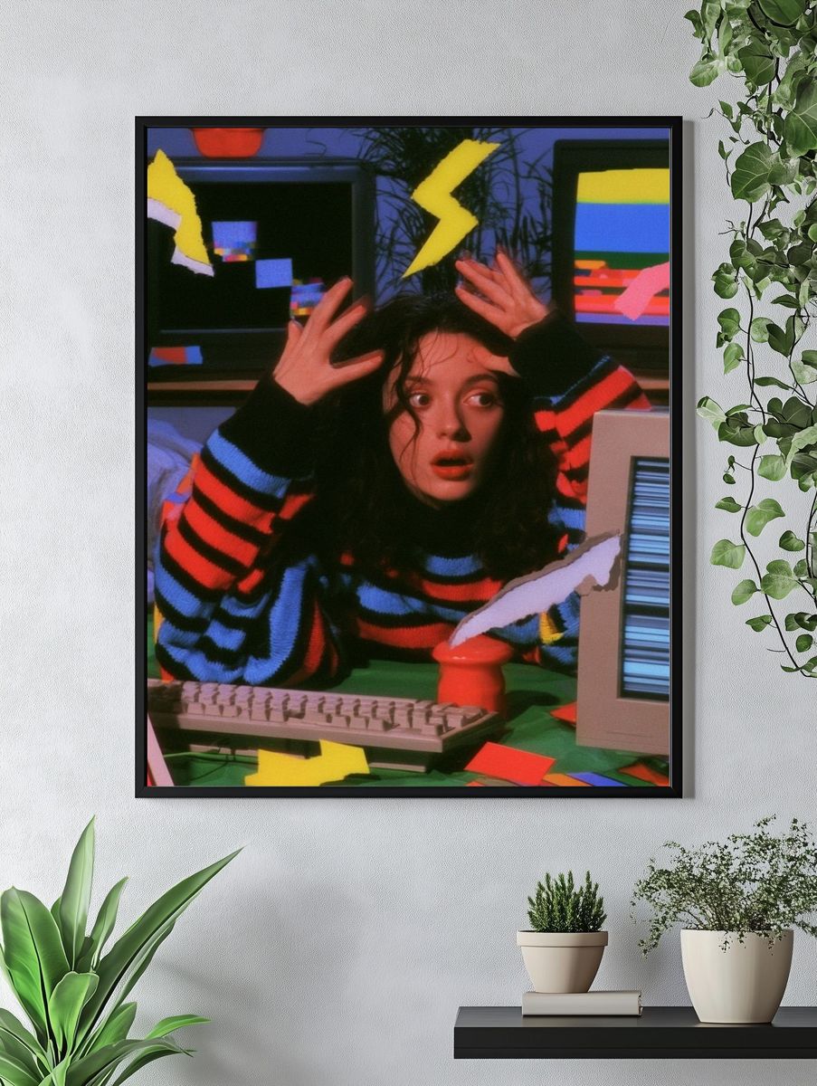 Retro Glitch Girl Portrait Poster. — room view 4