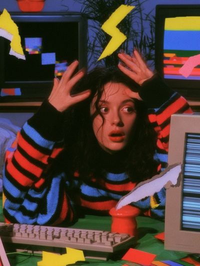 Retro Glitch Girl Portrait Poster. poster