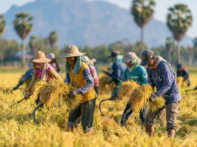 Rice Harvest Field Photography Poster.