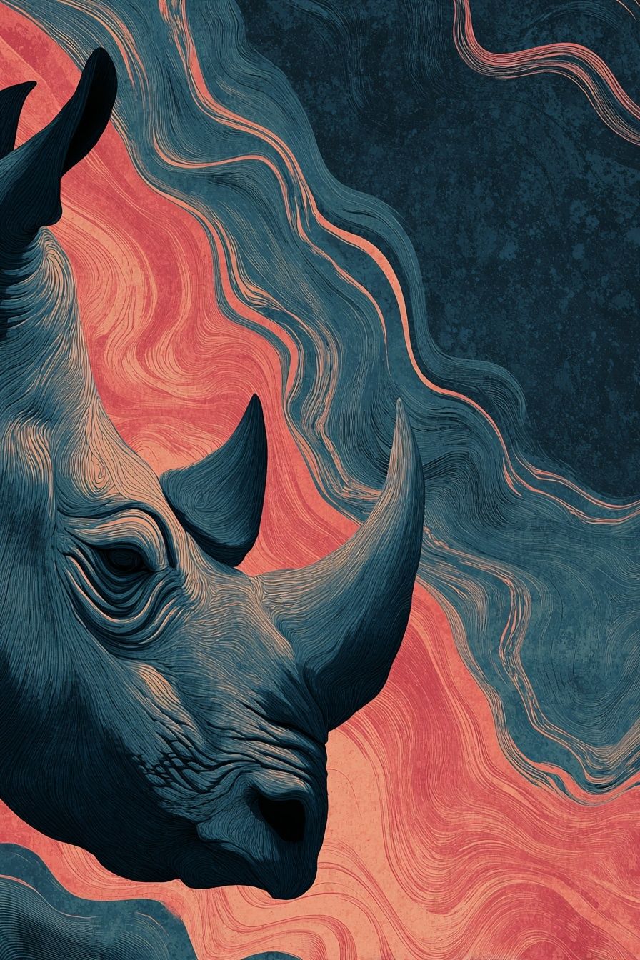 Rhino Head — Artistic Print. poster — animals art
