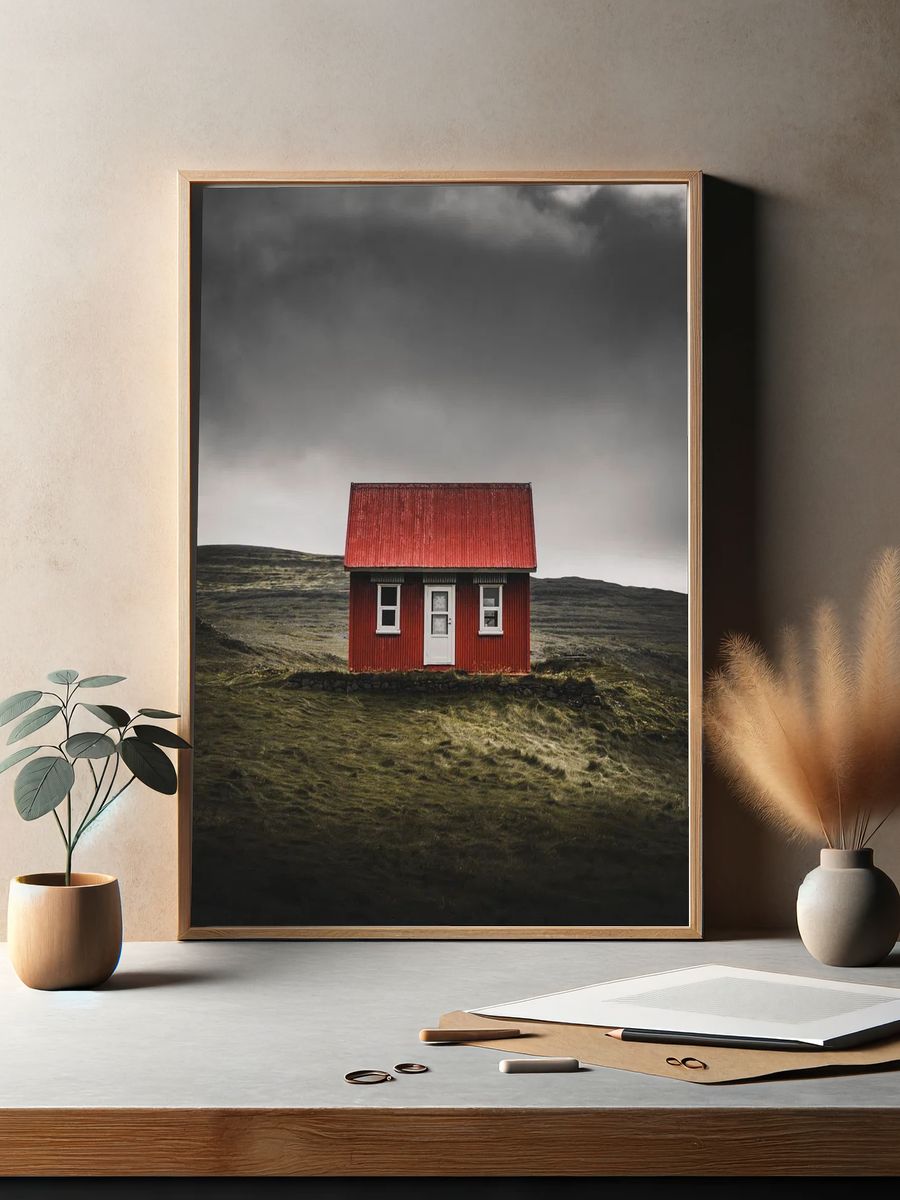 Red House in the Landscape — Photography Print. — room view 2