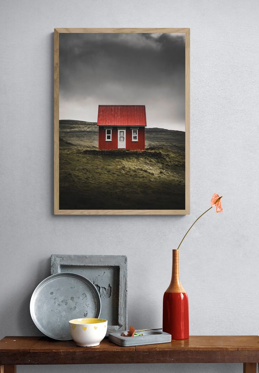 Red House in the Landscape — Photography Print. — room view 3