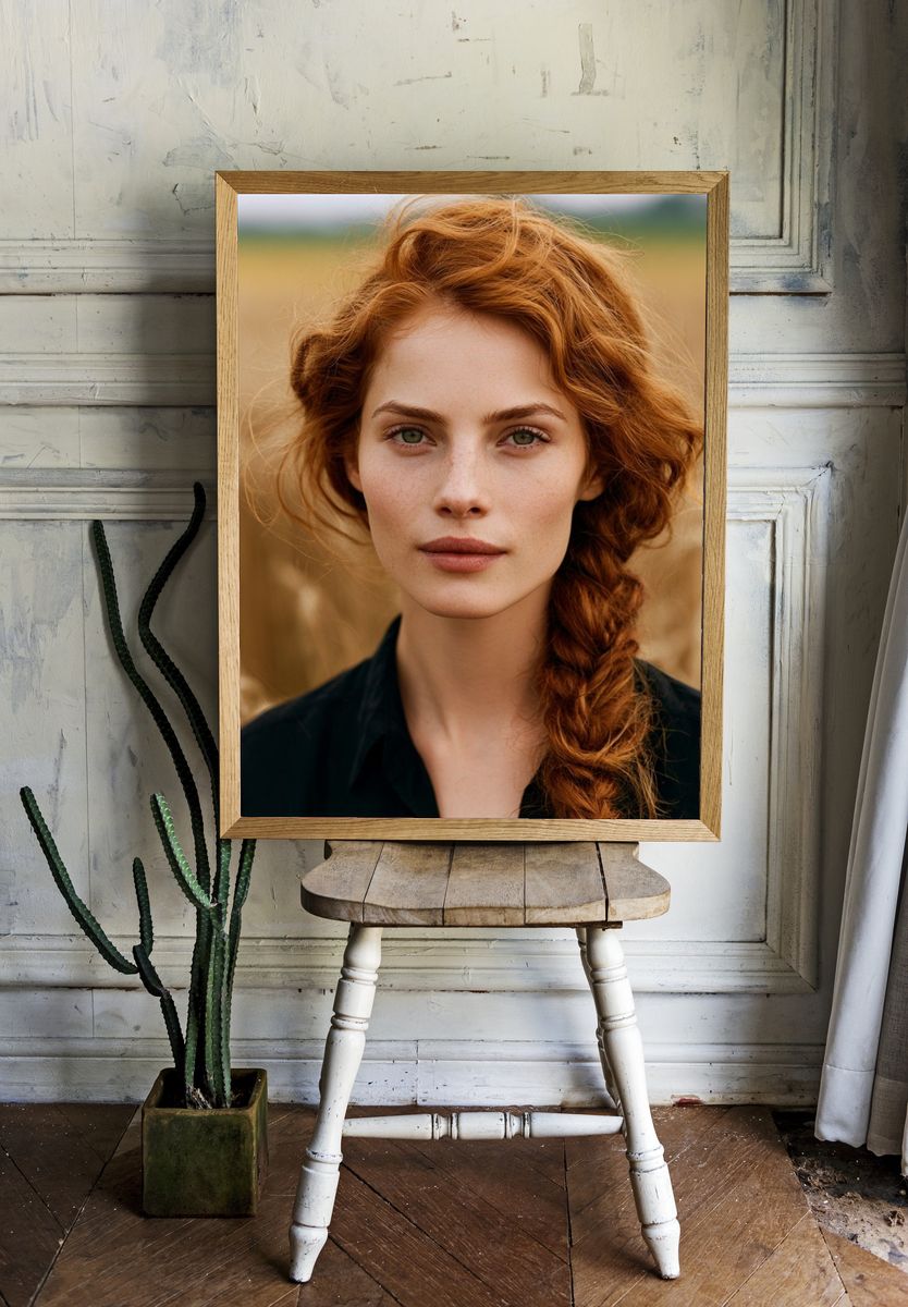 Red-Haired Portrait Photography Poster. — room view 1