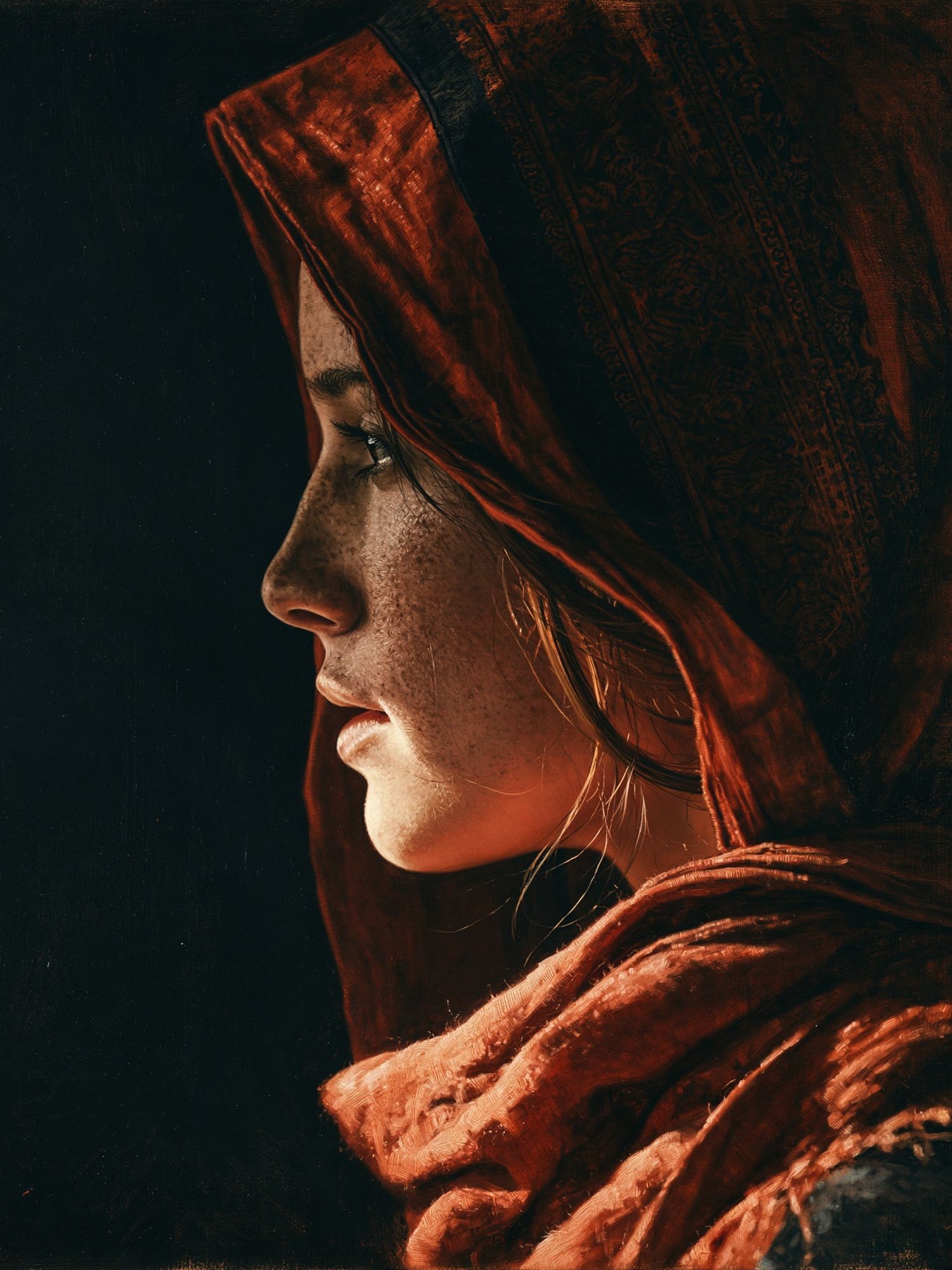 Red Hooded Portrait Photography Poster. poster detail