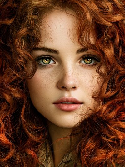 Red Curly Hair Portrait Print.