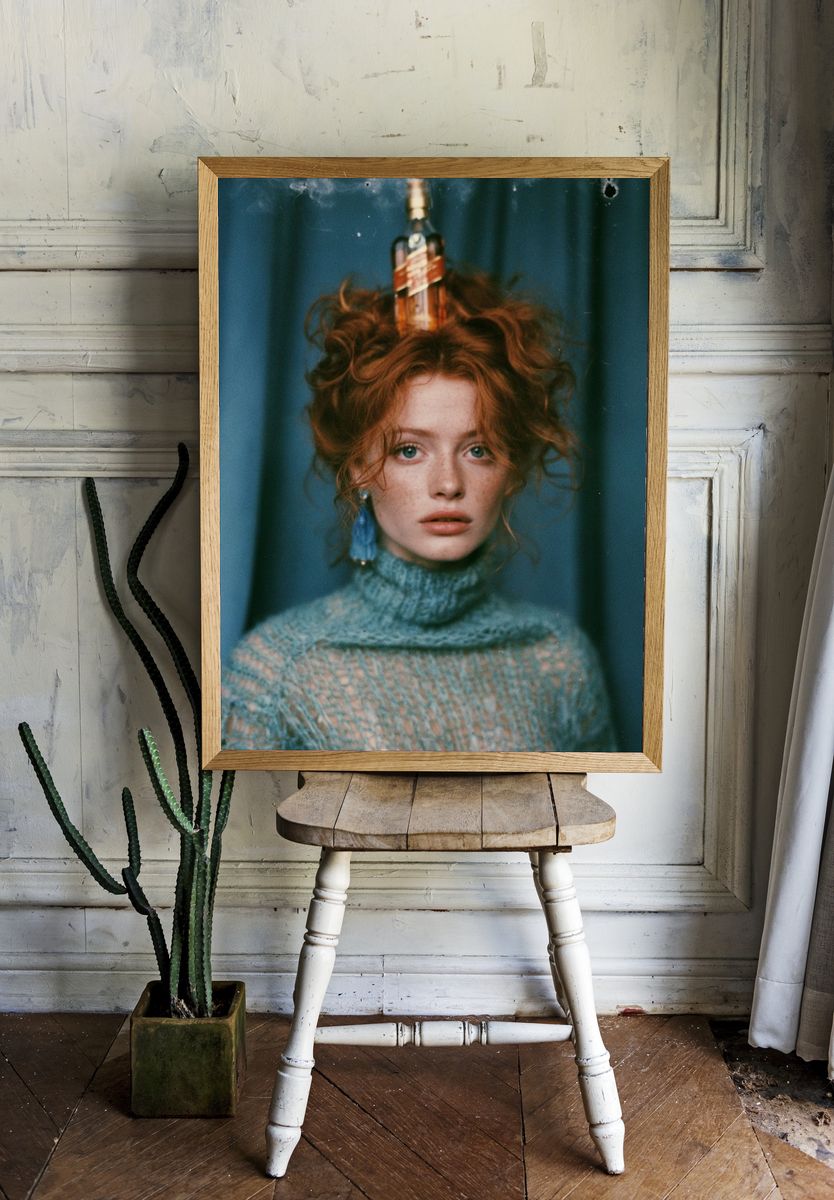 Red-Haired Portrait Photography Poster. — room view 1