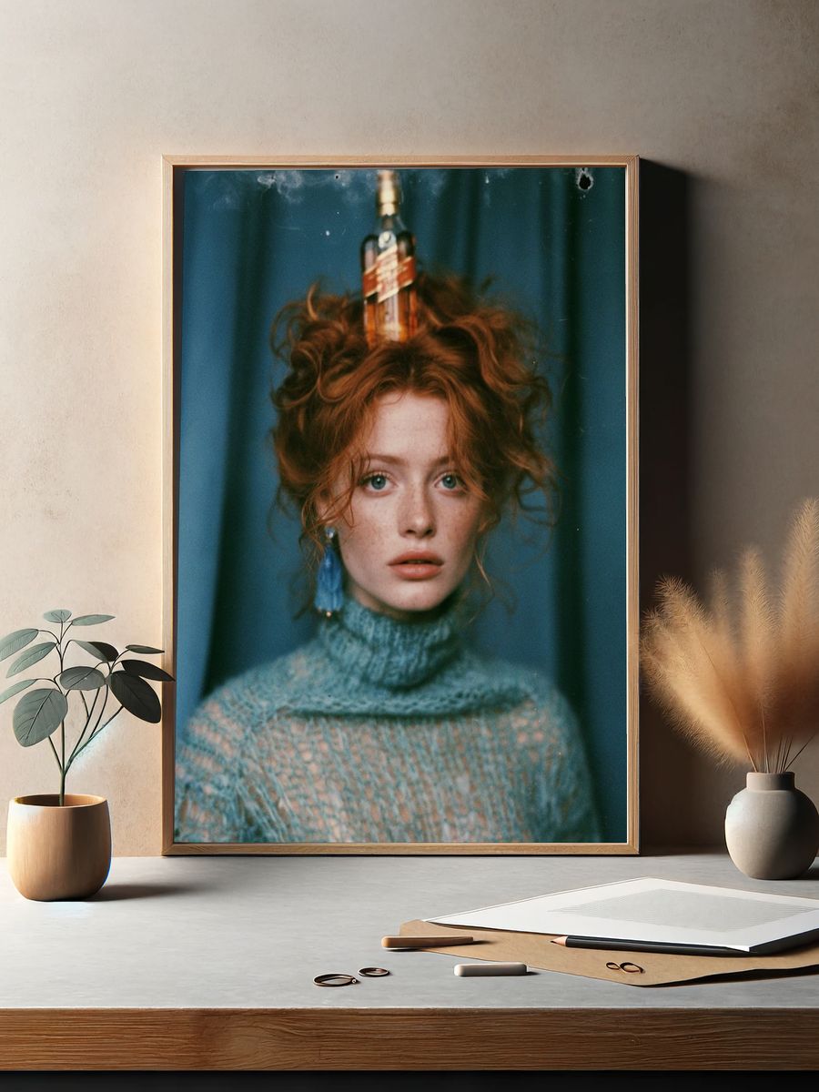Red-Haired Portrait Photography Poster. — room view 2