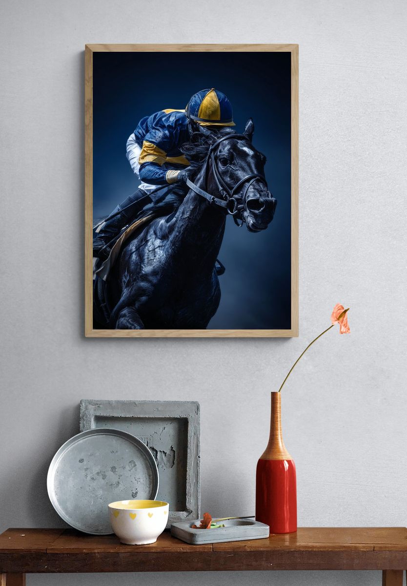 Racehorse in Motion — Photography Print. — room view 3