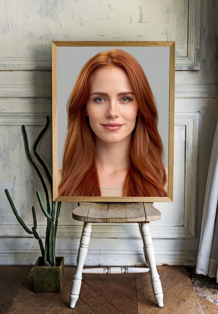 Red-Haired Portrait Photography Print. room preview