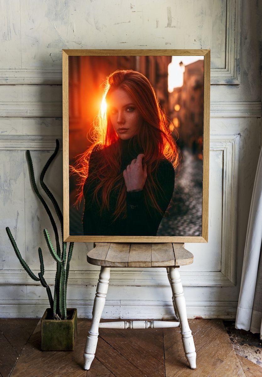 Red-Haired Portrait Photography Poster. room preview