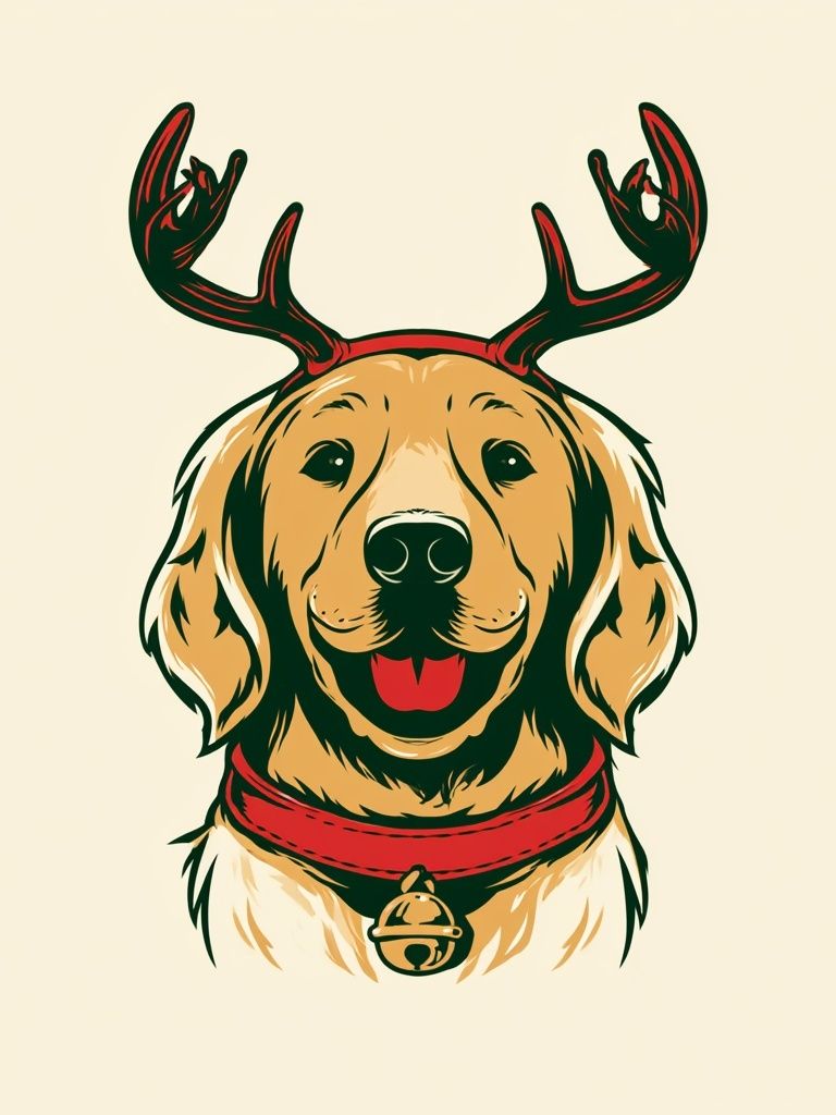 Reindeer Dog Illustration Poster. poster — illustration art