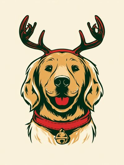 Reindeer Dog Illustration Poster.