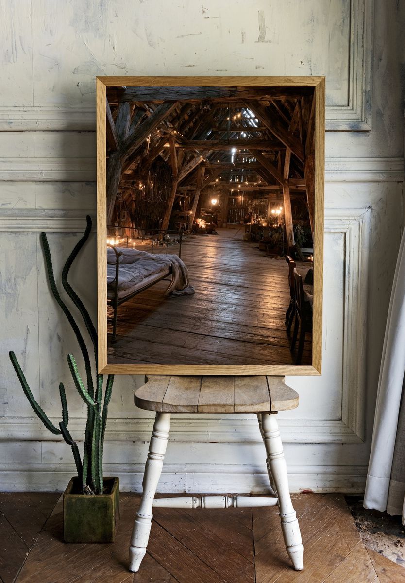 Rustic Attic Interior Photography Poster. — room view 1