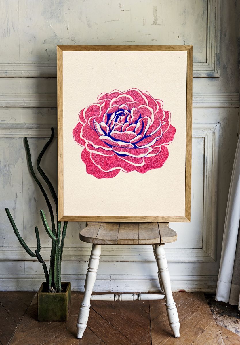 Rose Illustration Poster room preview