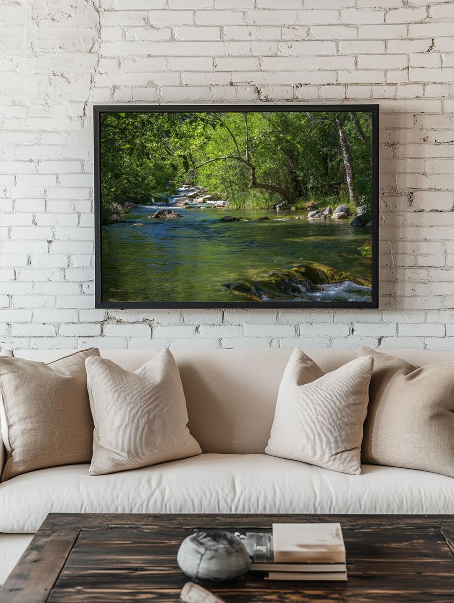 Serene River Landscape Poster. room preview