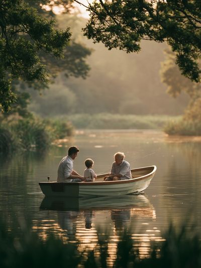 Quiet River Boat Scene Poster.