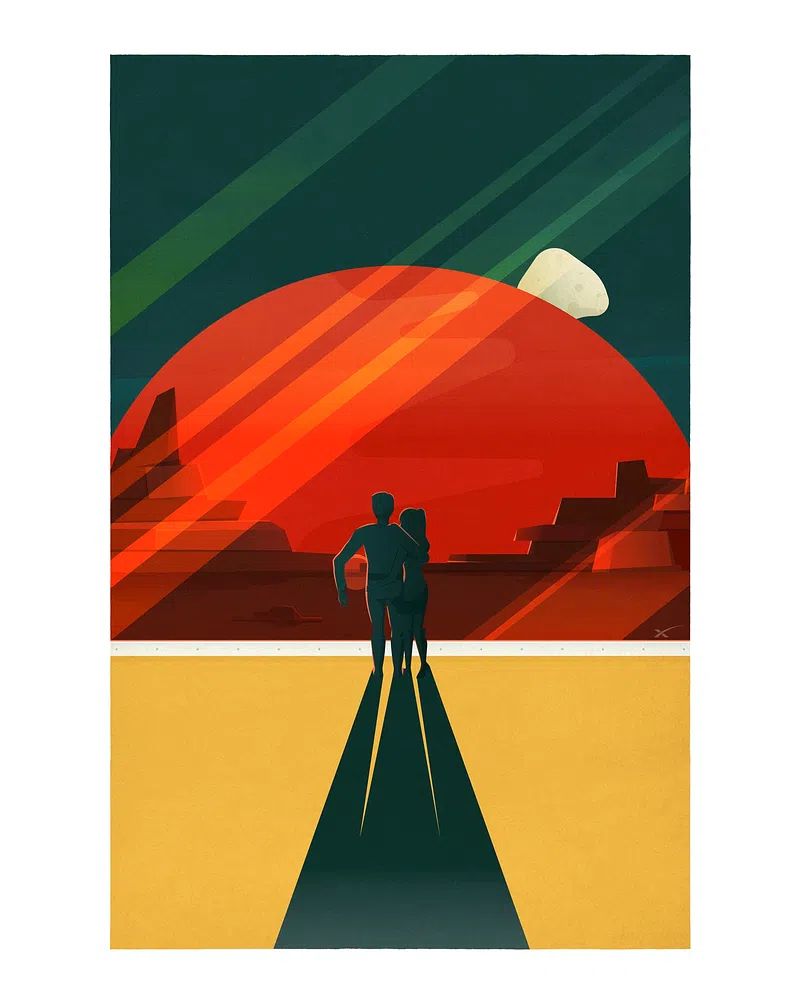 Couple on a Journey — Retro Print. poster detail