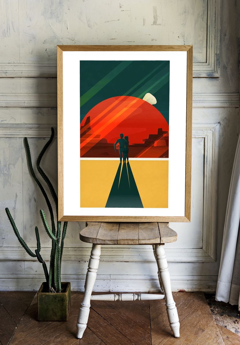 Couple on a Journey — Retro Print room preview
