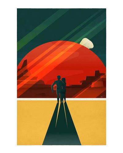 Couple on a Journey — Retro Print. poster print