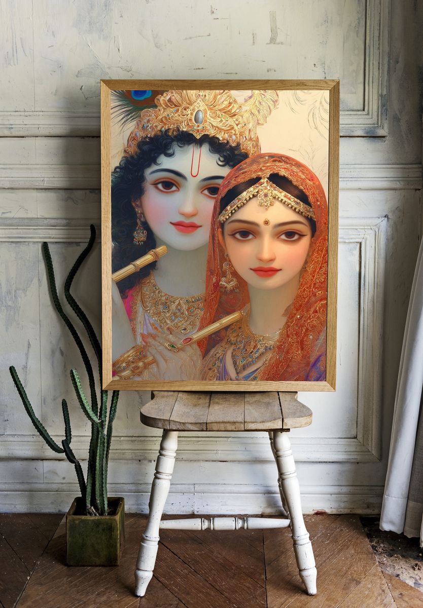 Radha and Krishna — Indian Art Print. room preview