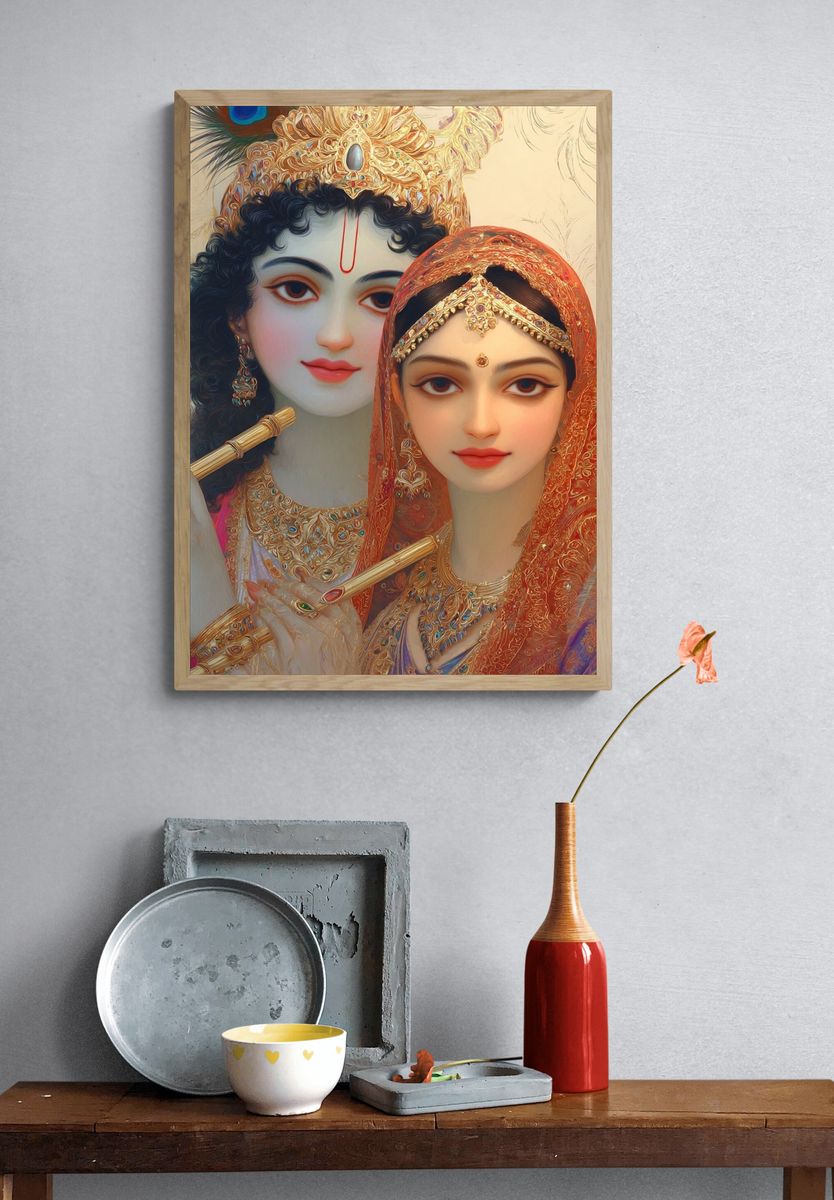 Radha and Krishna — Indian Art Print. — room view 3