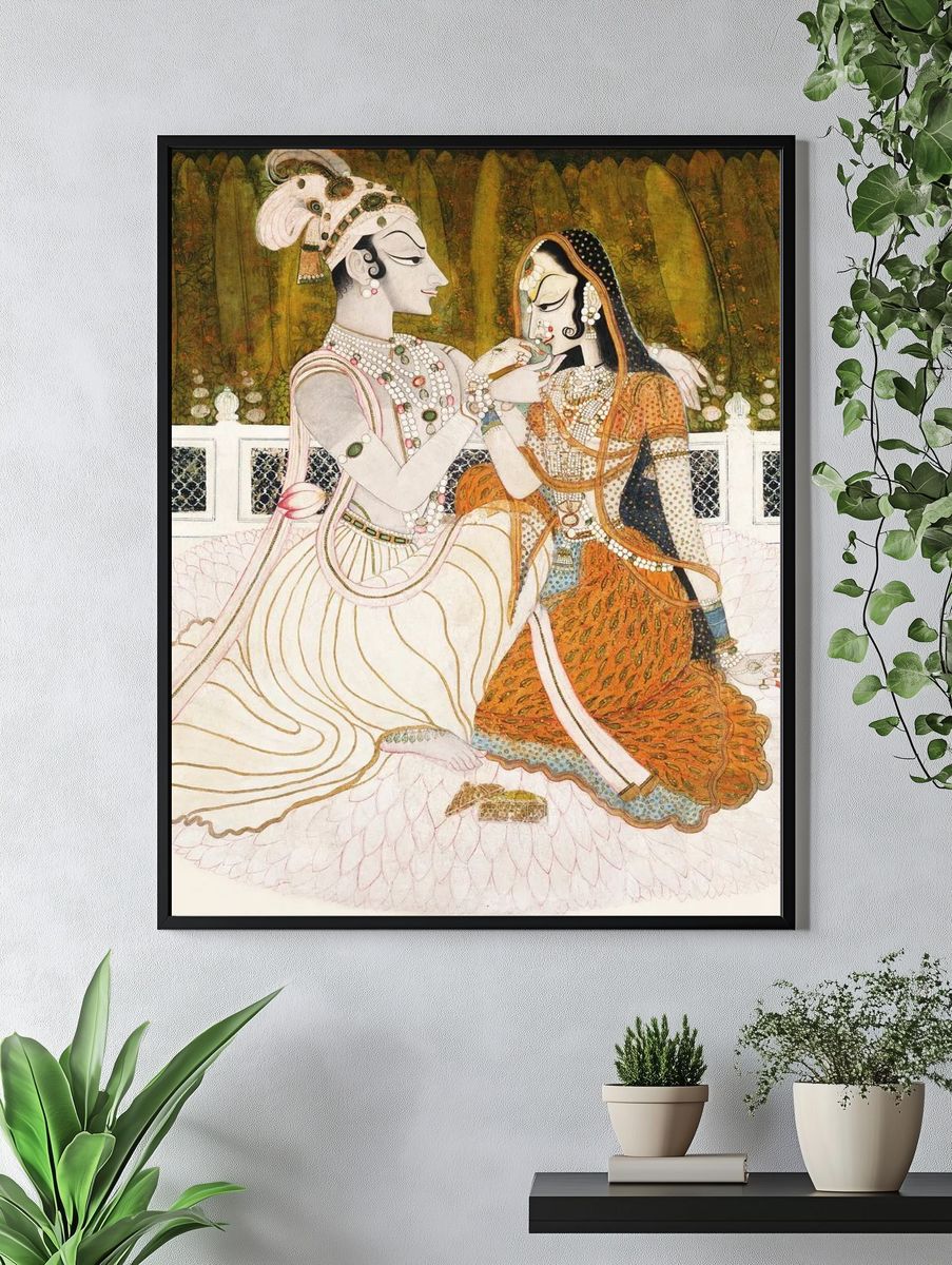 Radha and Krishna — Indian Miniature Art Print. — room view 4