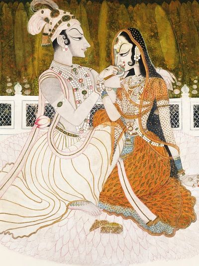 Radha and Krishna — Indian Miniature Art Print. poster print